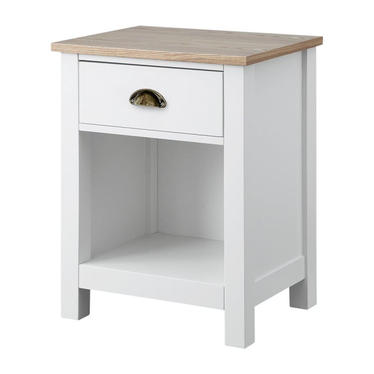 SARANTINO THEA BEDSIDE TABLE - WHITE/NATURAL Sarantino