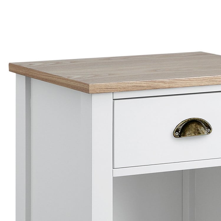 SARANTINO THEA BEDSIDE TABLE - WHITE/NATURAL Sarantino