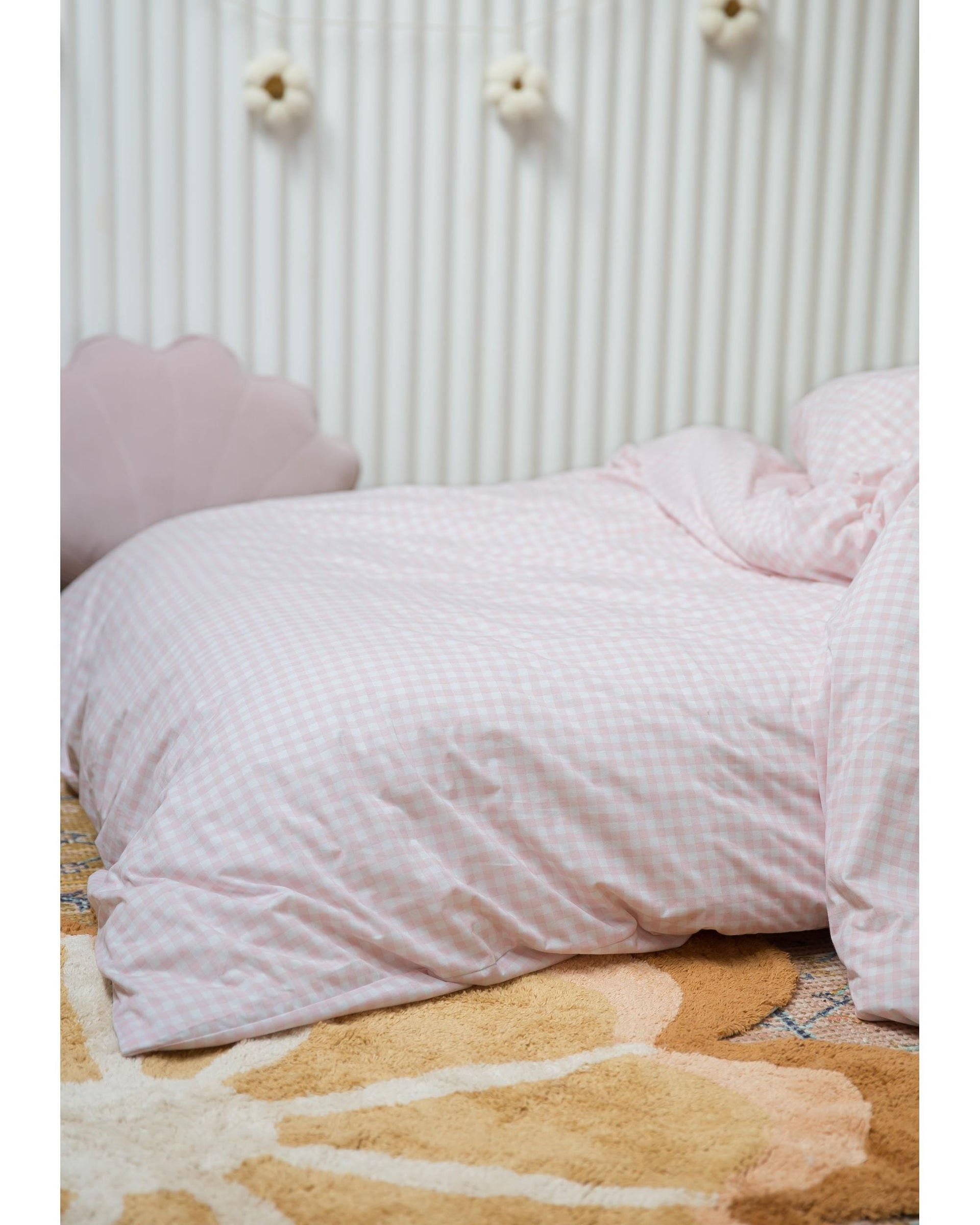 The Midnight Gang Quilt Cover The Midnight Gang Blush Gingham Waterproof Doona Cover