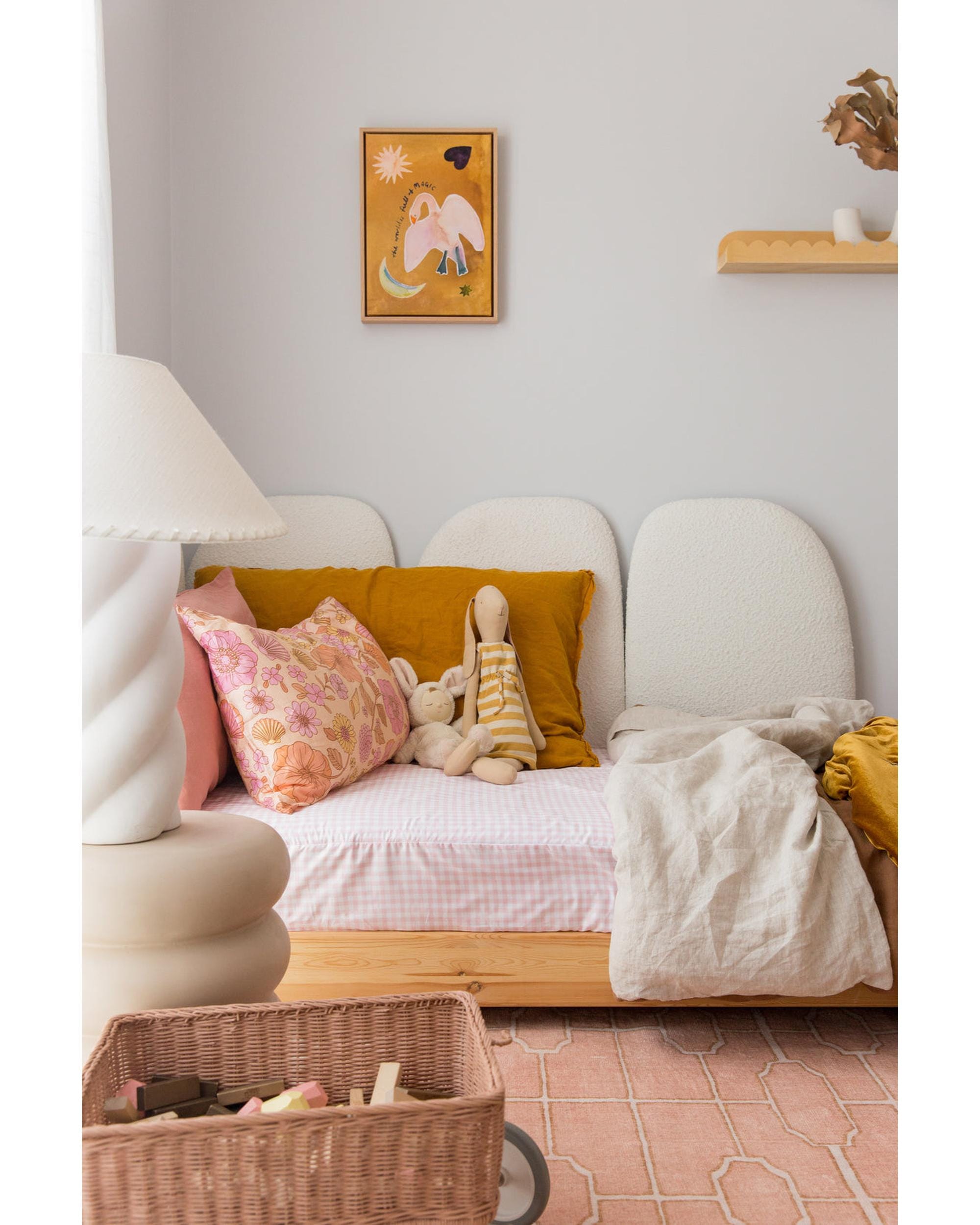 The Midnight Gang Bed Sheets The Midnight Gang Blush Gingham Waterproof Fitted Sheet
