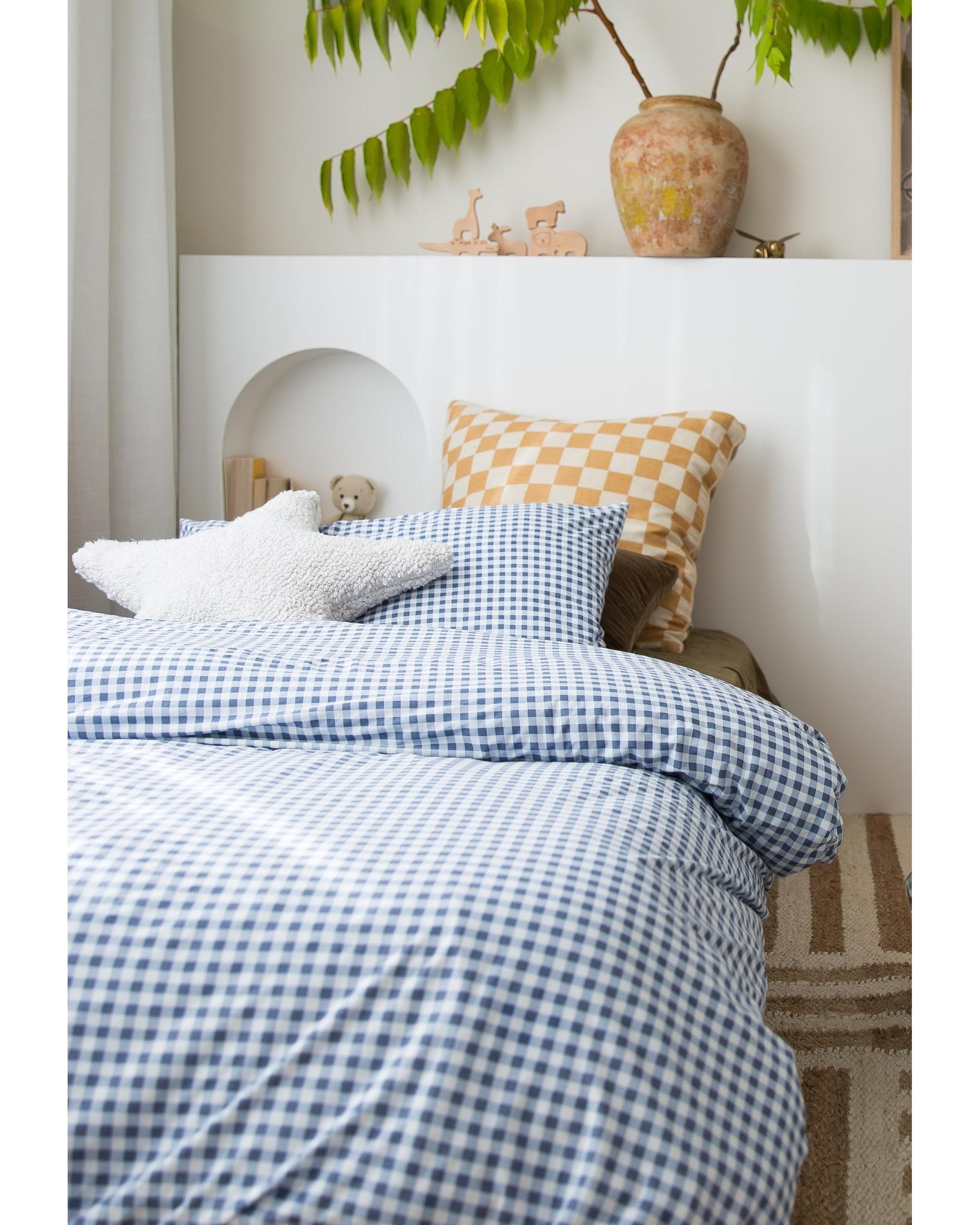 The Midnight Gang Mattress Protector The Midnight Gang Dusty Blue Gingham Bed Wetting Mat