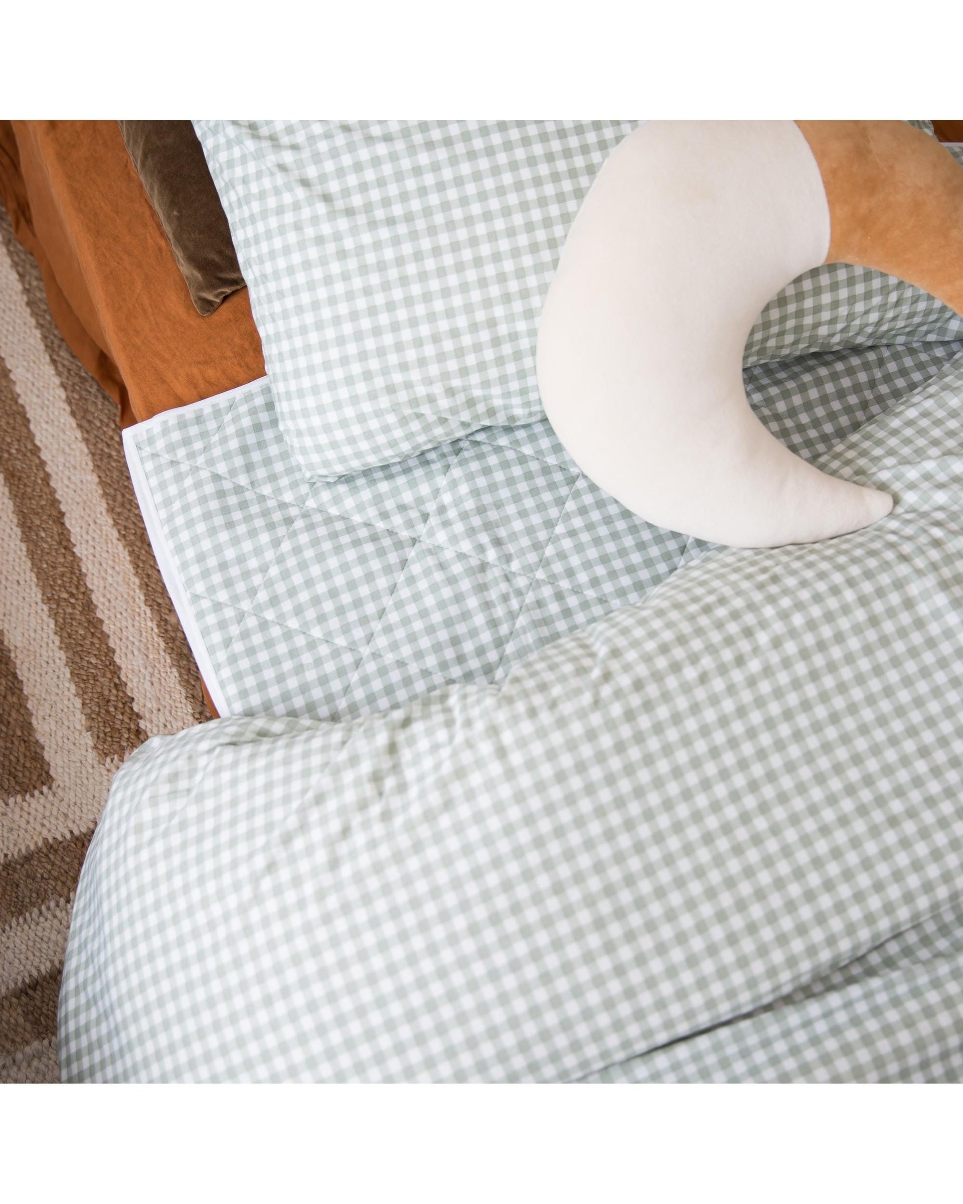 The Midnight Gang Mattress Protector The Midnight Gang Sage Gingham Bed Wetting Mat