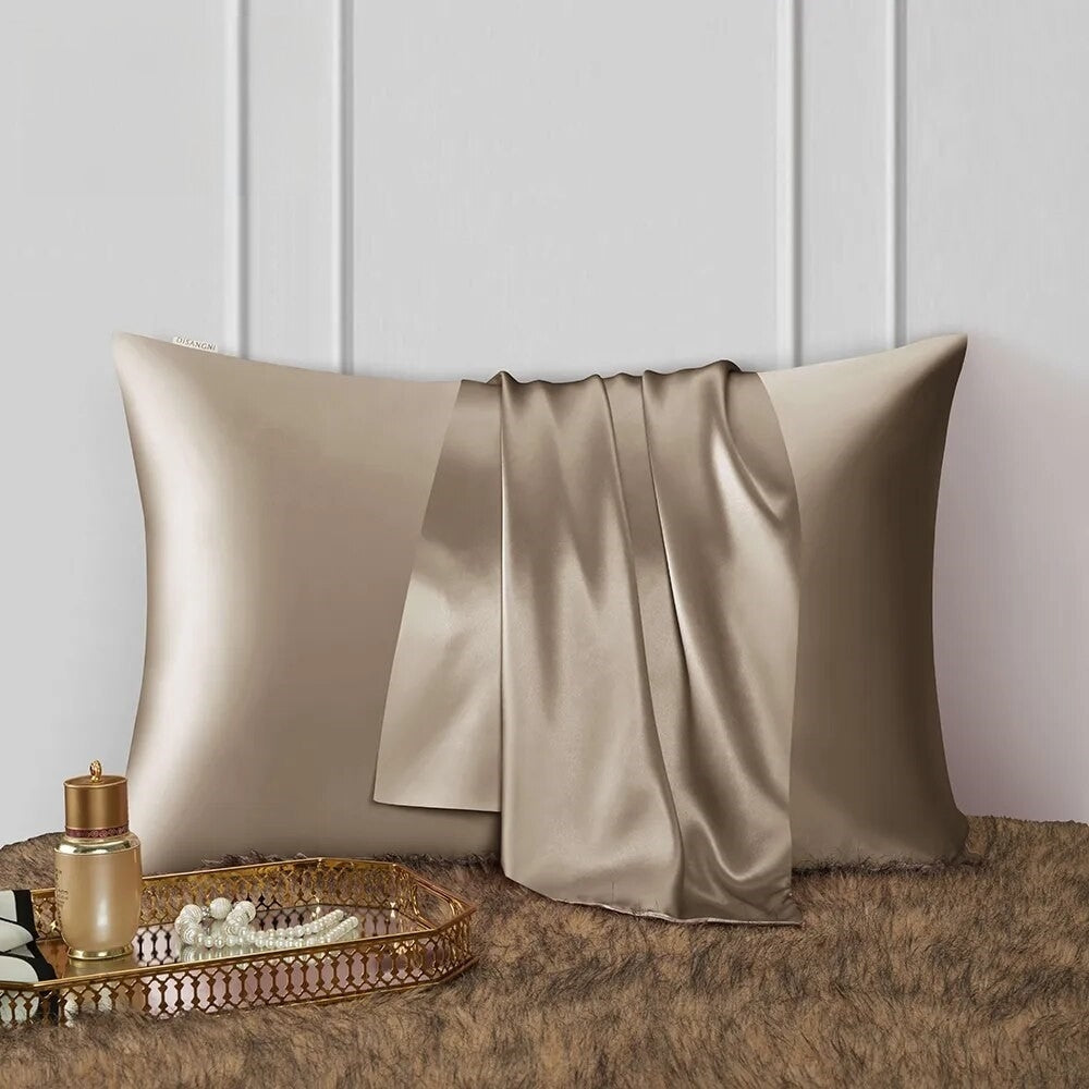 Anyhouz Pillowcase 51x66cm Coffee Natural Mulberry Silk For Comfortable And Relaxing Home Bed - Standard Size