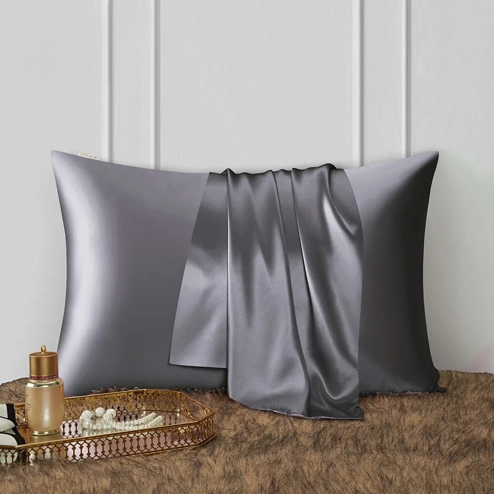 Anyhouz Pillowcase 51x66cm Dark Gray Natural Mulberry Silk For Comfortable And Relaxing Home Bed  - Standard Size