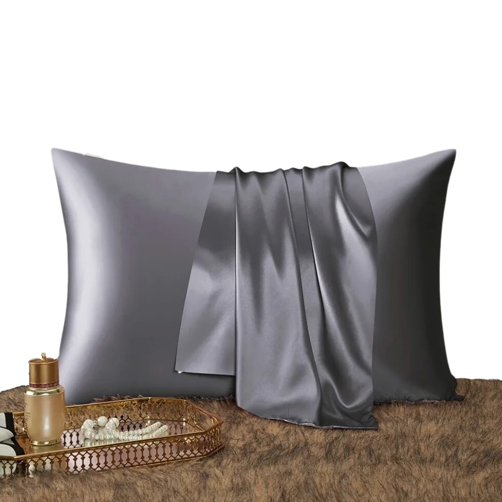 Anyhouz Pillowcase 51x66cm Dark Gray Natural Mulberry Silk For Comfortable And Relaxing Home Bed  - Standard Size