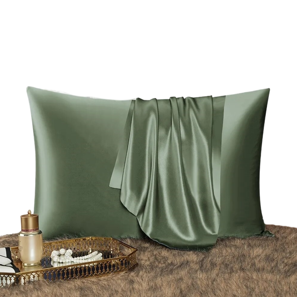 Anyhouz Pillowcase 50x90cm Green Natural Mulberry Silk For Comfortable And Relaxing Home Bed - King Size