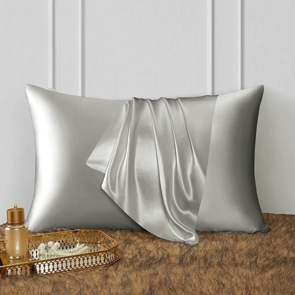 Anyhouz Pillowcase 51x66cm Light Gray Natural Mulberry Silk For Comfortable And Relaxing Home Bed  - Standard Size