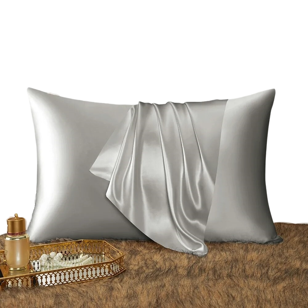 Anyhouz Pillowcase 50x90cm Light Gray Natural Mulberry Silk For Comfortable And Relaxing Home Bed - King Size