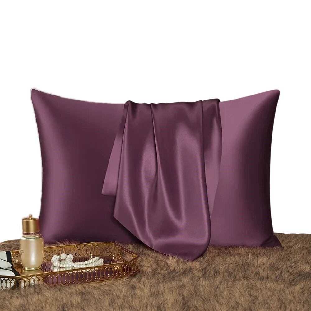 Anyhouz Pillowcase 50x75cm Purple Natural Mulberry Silk For Comfortable And Relaxing Home Bed - Queen Size Pillowcase