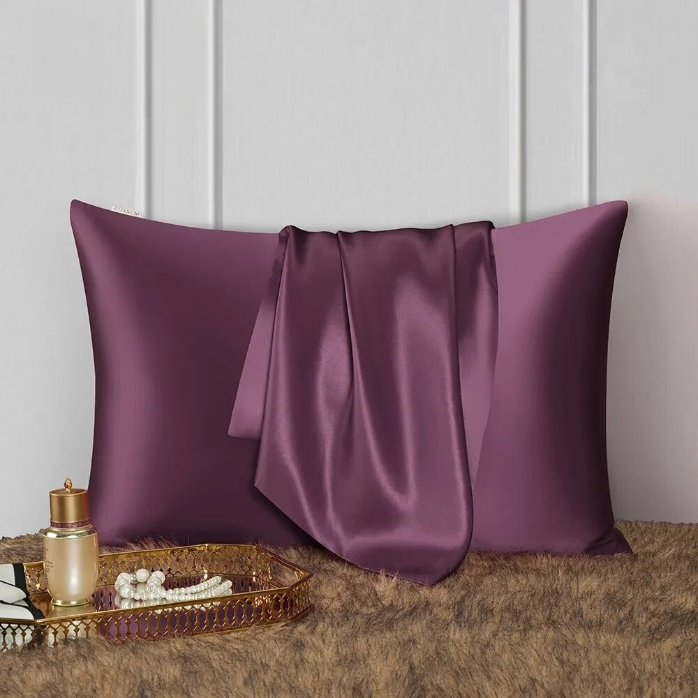 Anyhouz Pillowcase 50x75cm Purple Natural Mulberry Silk For Comfortable And Relaxing Home Bed - Queen Size Pillowcase