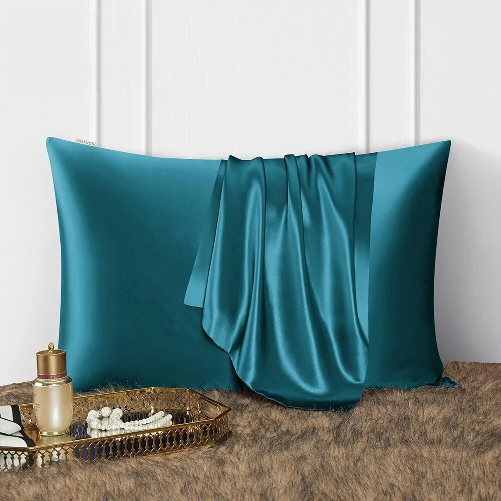 Anyhouz Pillowcase 50x75cm Teal Natural Mulberry Silk For Comfortable And Relaxing Home Bed - Queen Size Pillowcase