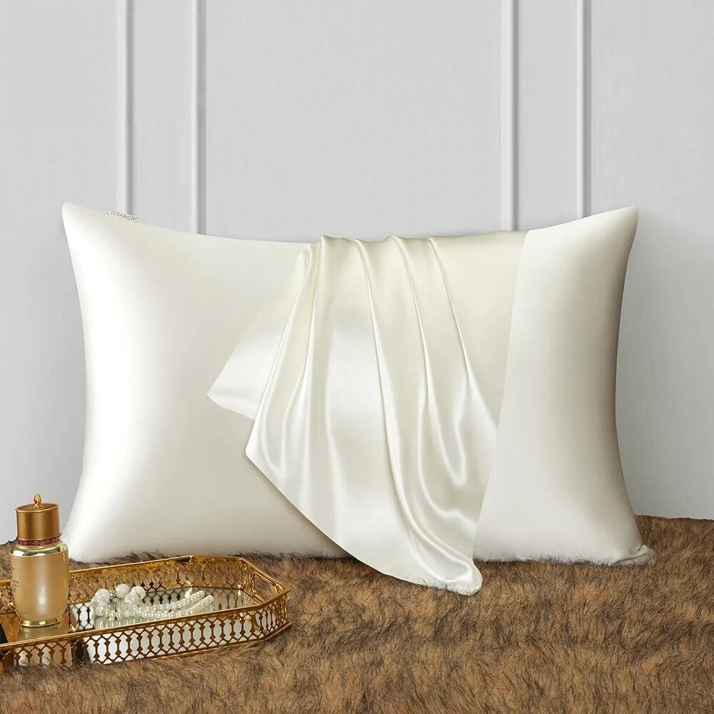 Anyhouz Pillowcase 51x66cm White Natural Mulberry Silk For Comfortable And Relaxing Home Bed - Standard Size