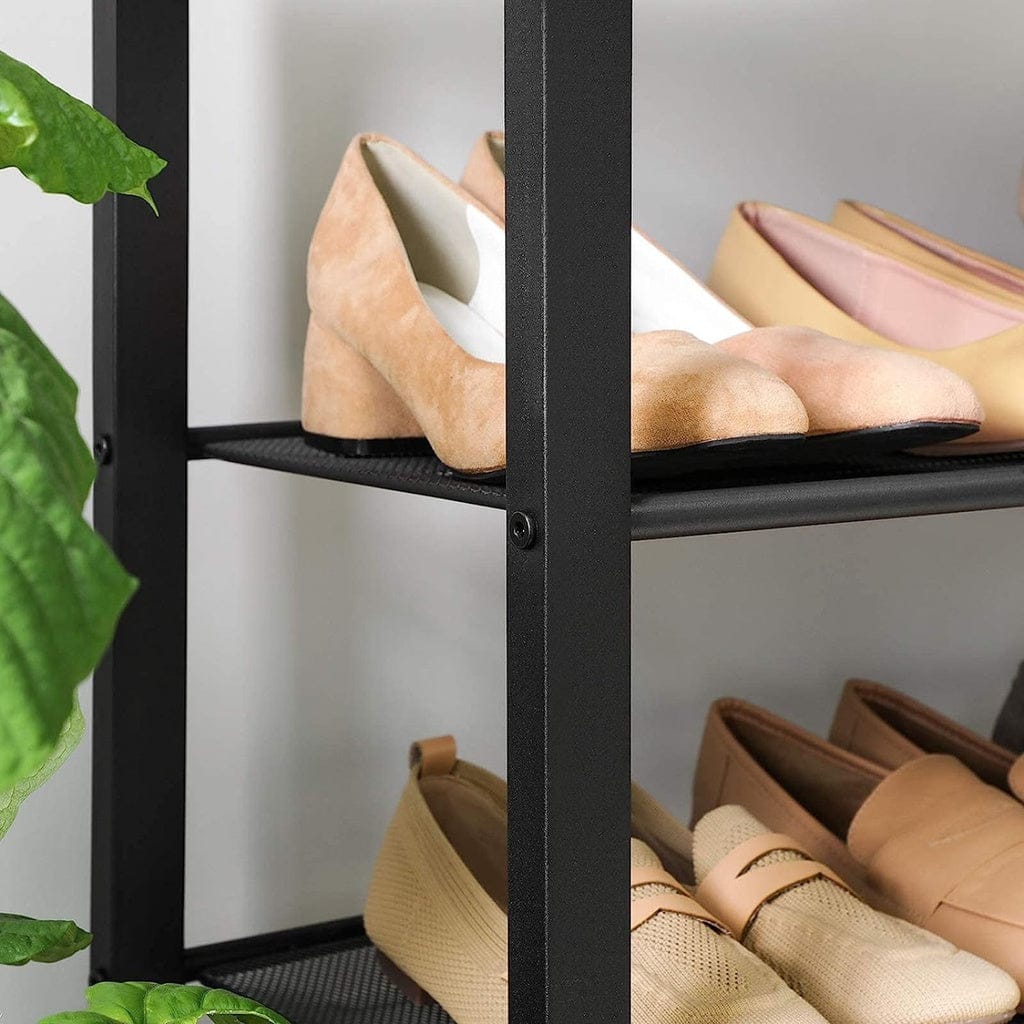 VASAGLE Shoe Rack VASAGLE INDESTIC Shoe Rack Organizer with 4 Mesh Shelves Industrial Greige and Black LBS015B02