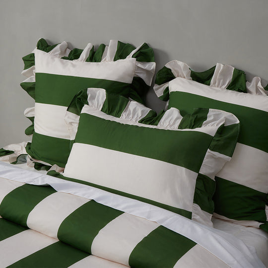 Vintage Design Candy Ruffle Green Washed Cotton Quilt Cover Set Vintage Design