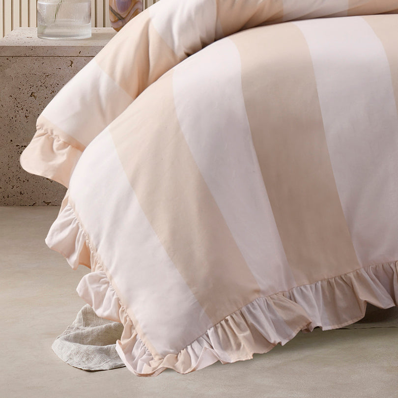 Vintage Design Candy Ruffle Natural Washed Cotton Quilt Cover Set Vintage Design