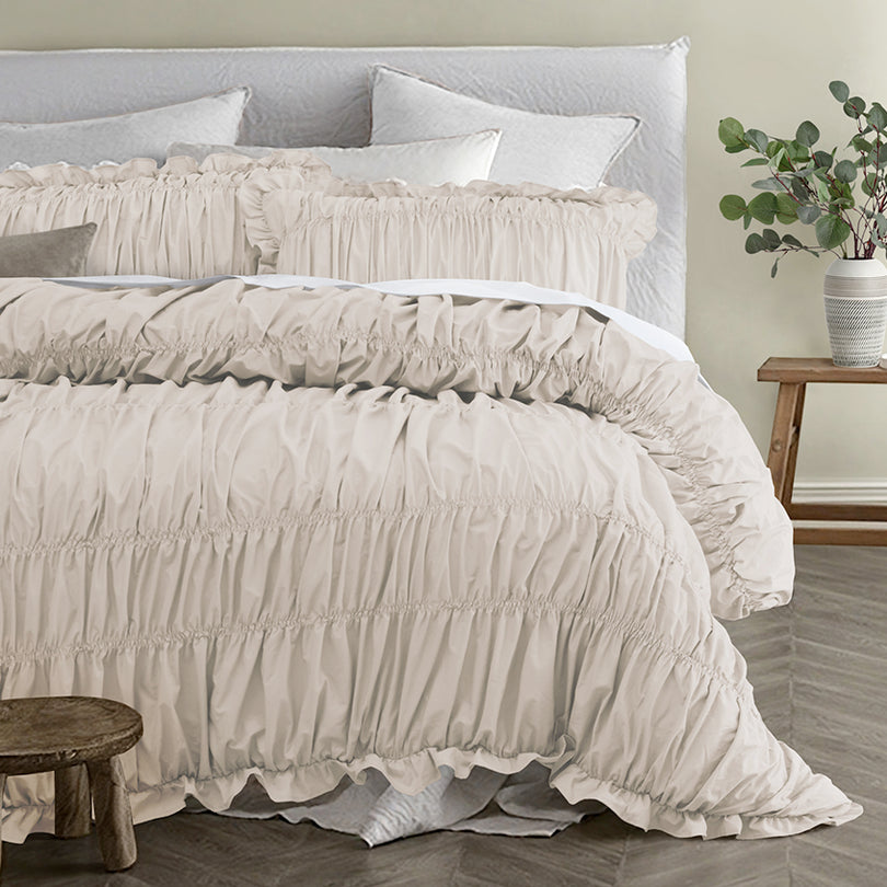 Vintage Design Haven Natural Washed Cotton Quilt Cover Set Vintage Design