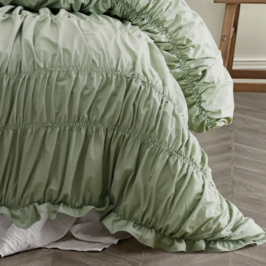 Vintage Design Haven Sage Washed Cotton Quilt Cover Set Vintage Design