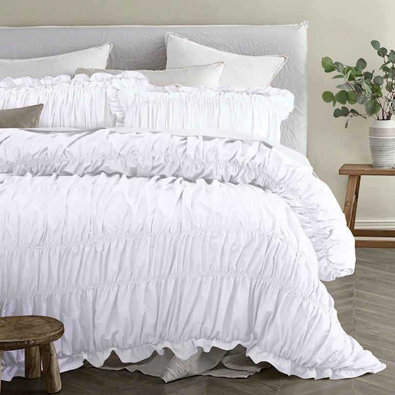 Vintage Design Haven White Washed Cotton Quilt Cover Set Vintage Design