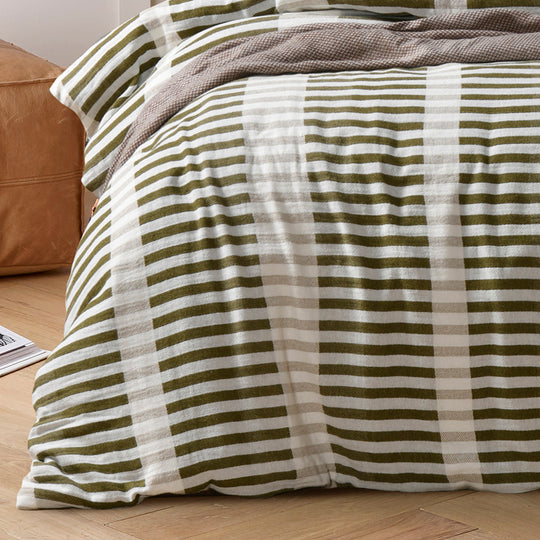 Vintage Design Tempo Cotton Jacquard Quilt Cover Set Green Vintage Design