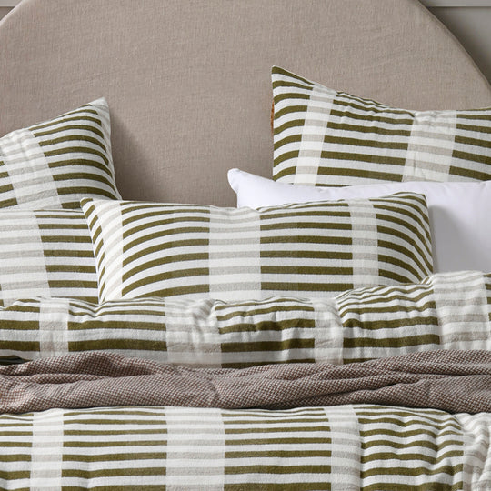 Vintage Design Tempo Cotton Jacquard Quilt Cover Set Green Vintage Design