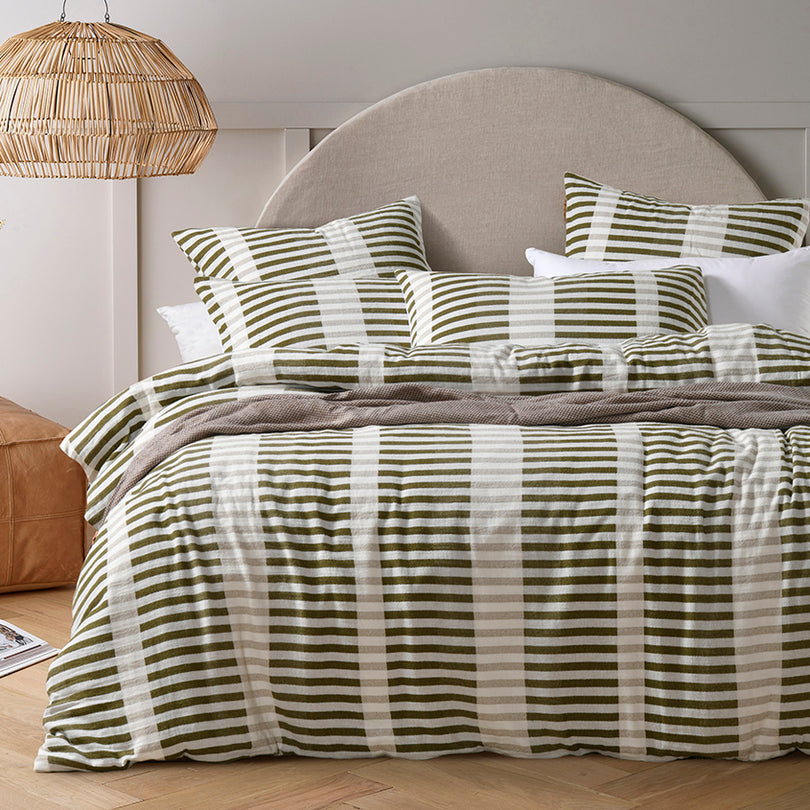 Vintage Design Tempo Cotton Jacquard Quilt Cover Set Green Vintage Design