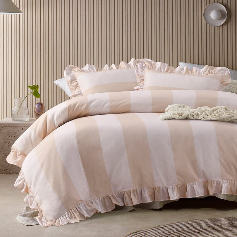 Vintage Design Quilt Cover Vintage Design Candy Ruffle Natural Washed Cotton Quilt Cover Set