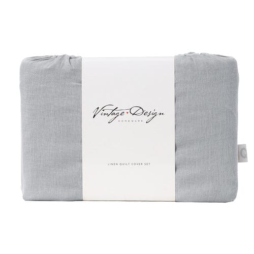 Vintage Design Quilt Cover Vintage Design Dove Grey French Linen Quilt Cover Set