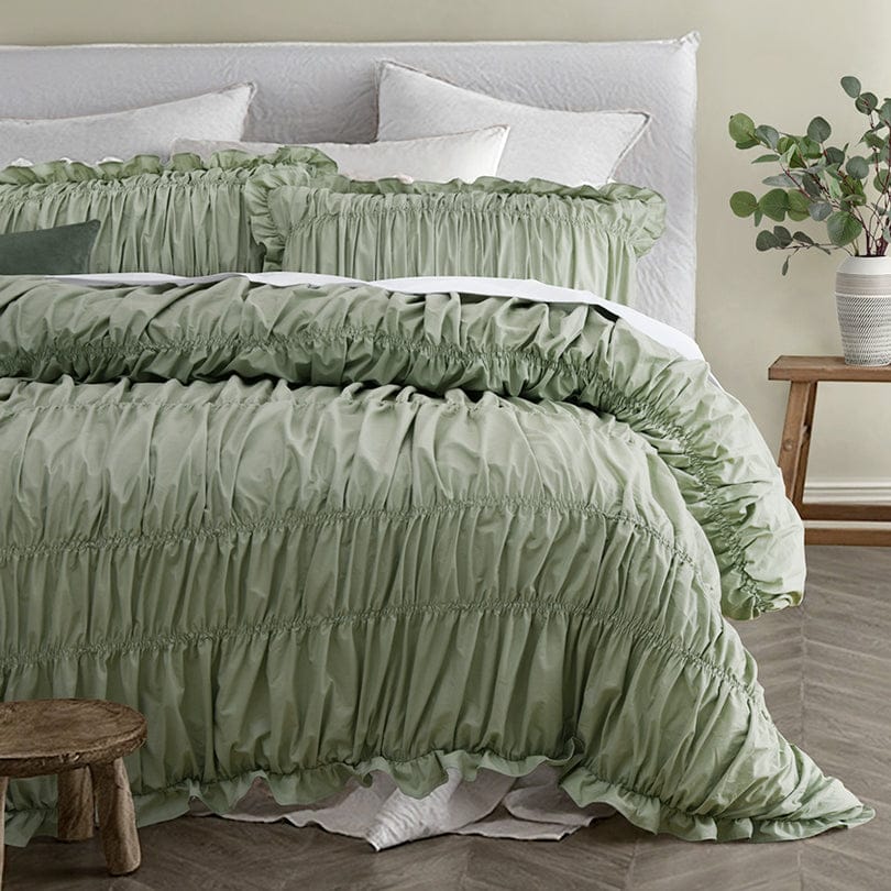 Vintage Design Quilt Cover Vintage Design Haven Sage Washed Cotton Quilt Cover Set