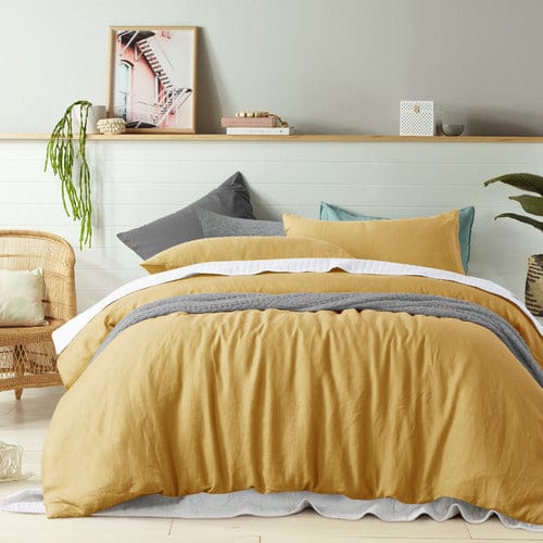 Vintage Design Quilt Cover Vintage Design Ochre French Linen Quilt Cover Set