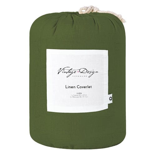 Vintage Design Coverlet Vintage Design Olive French Linen Coverlet Set