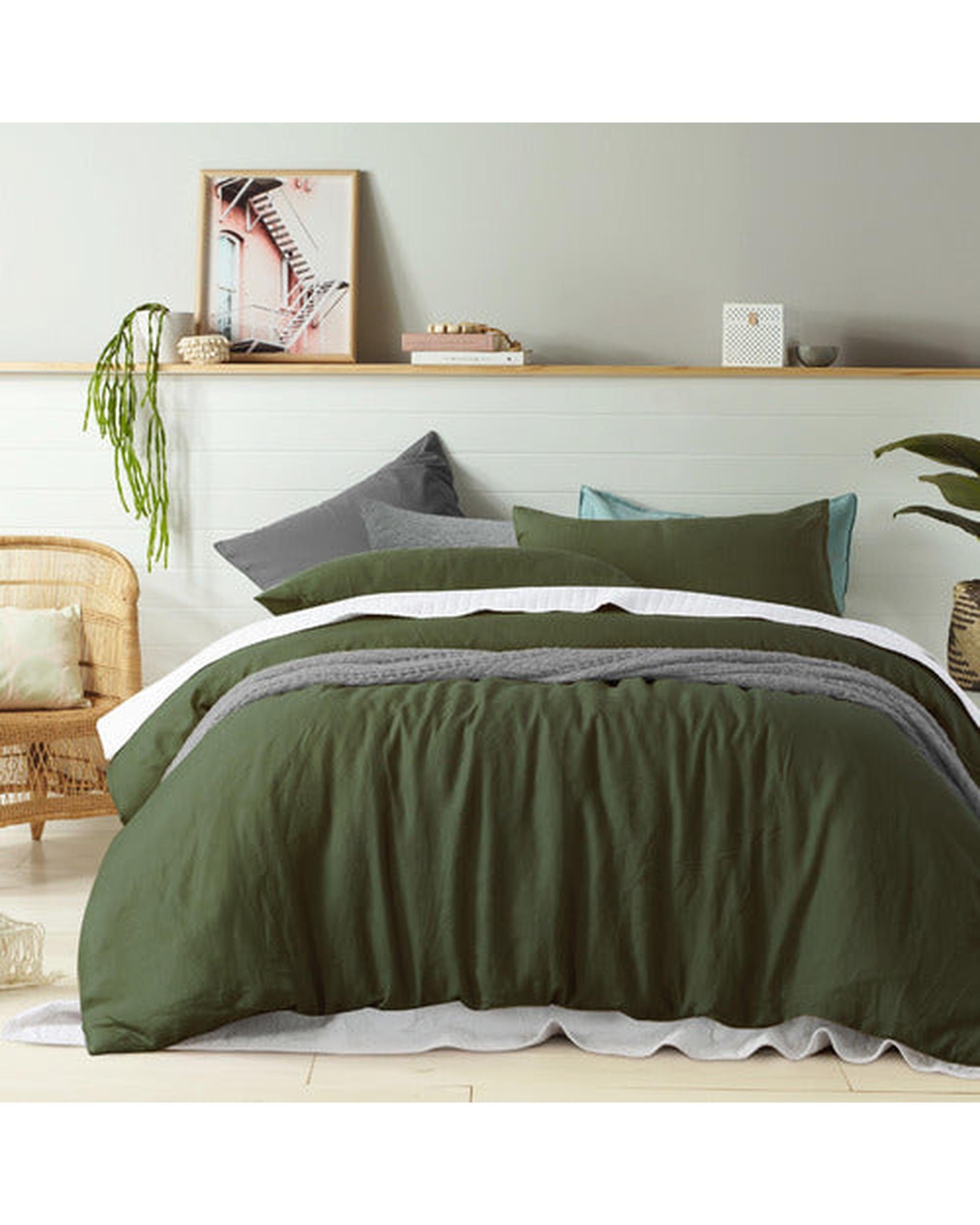 Vintage Design Quilt Cover Vintage Design Olive French Linen Quilt Cover Set