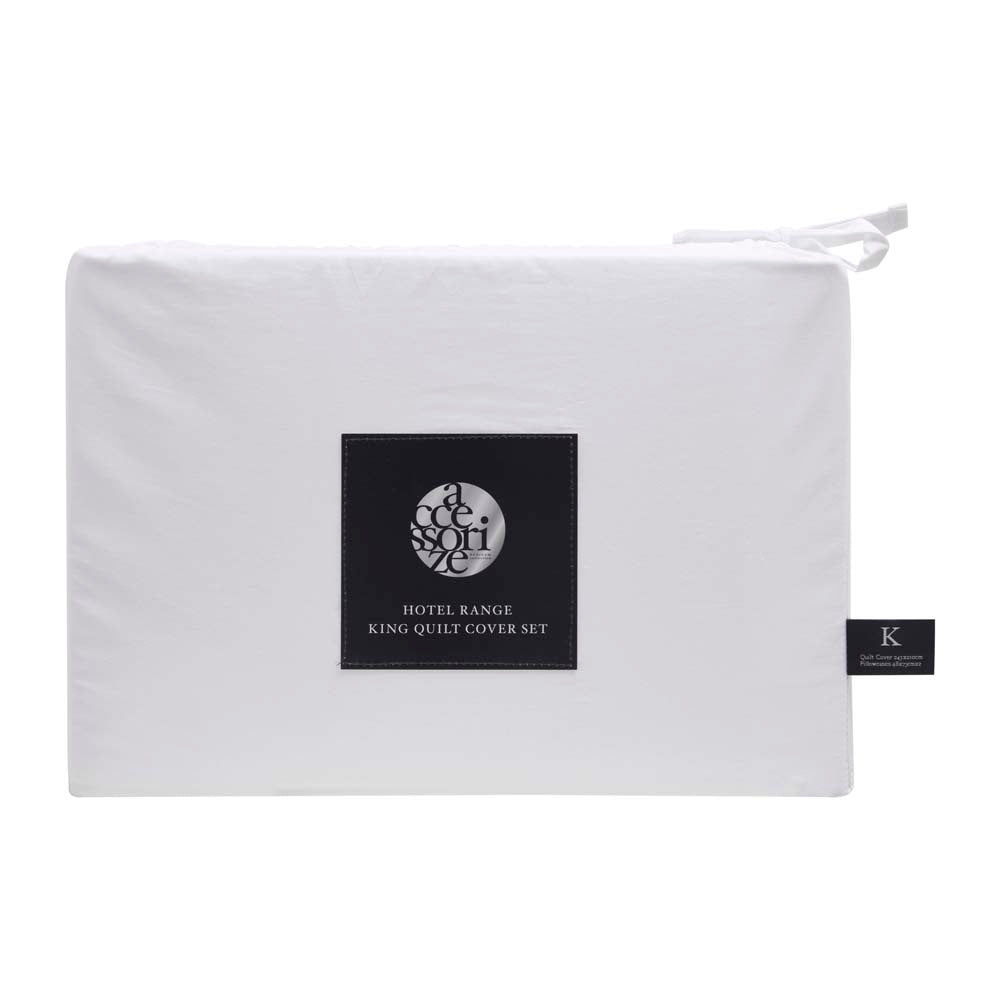 Accessorize Deluxe Hotel Quilt Cover Set - WHITE Accessorize