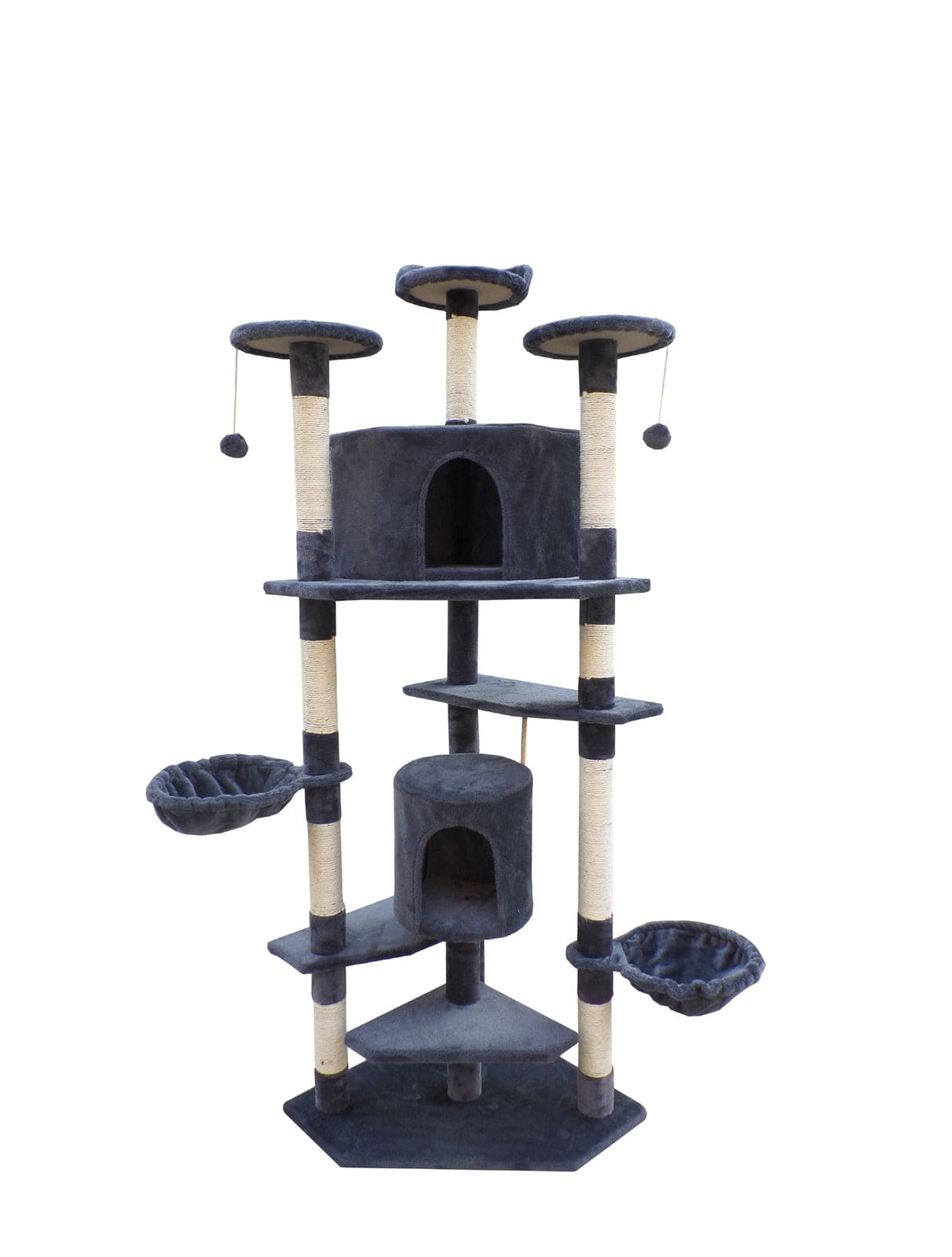 YES4PETS Cat Tower YES4PETS 200 cm Cat Scratching Post Tree Scratcher Corner Tower Furniture- Grey