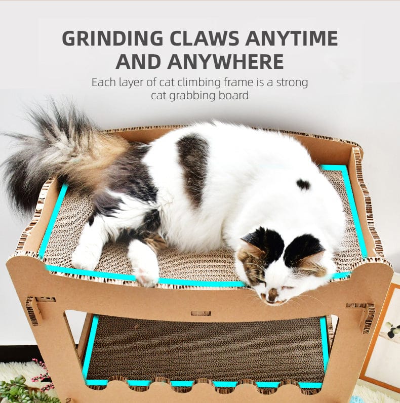 YES4PETS Cat Tower YES4PETS Cat Cardboard House Tower Condo Scratcher Pet Post Furniture Double Storey