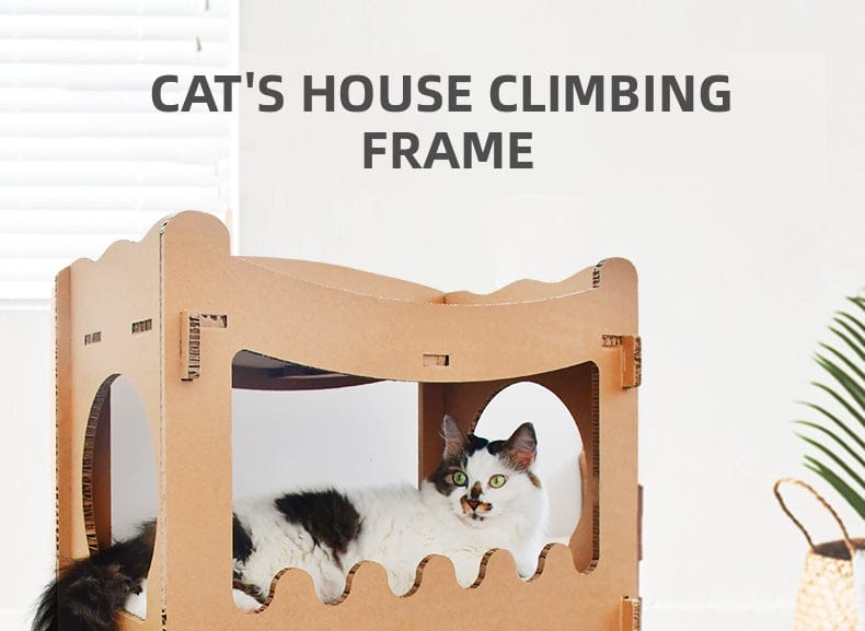 YES4PETS Cat Tower YES4PETS Cat Cardboard House Tower Condo Scratcher Pet Post Furniture Double Storey
