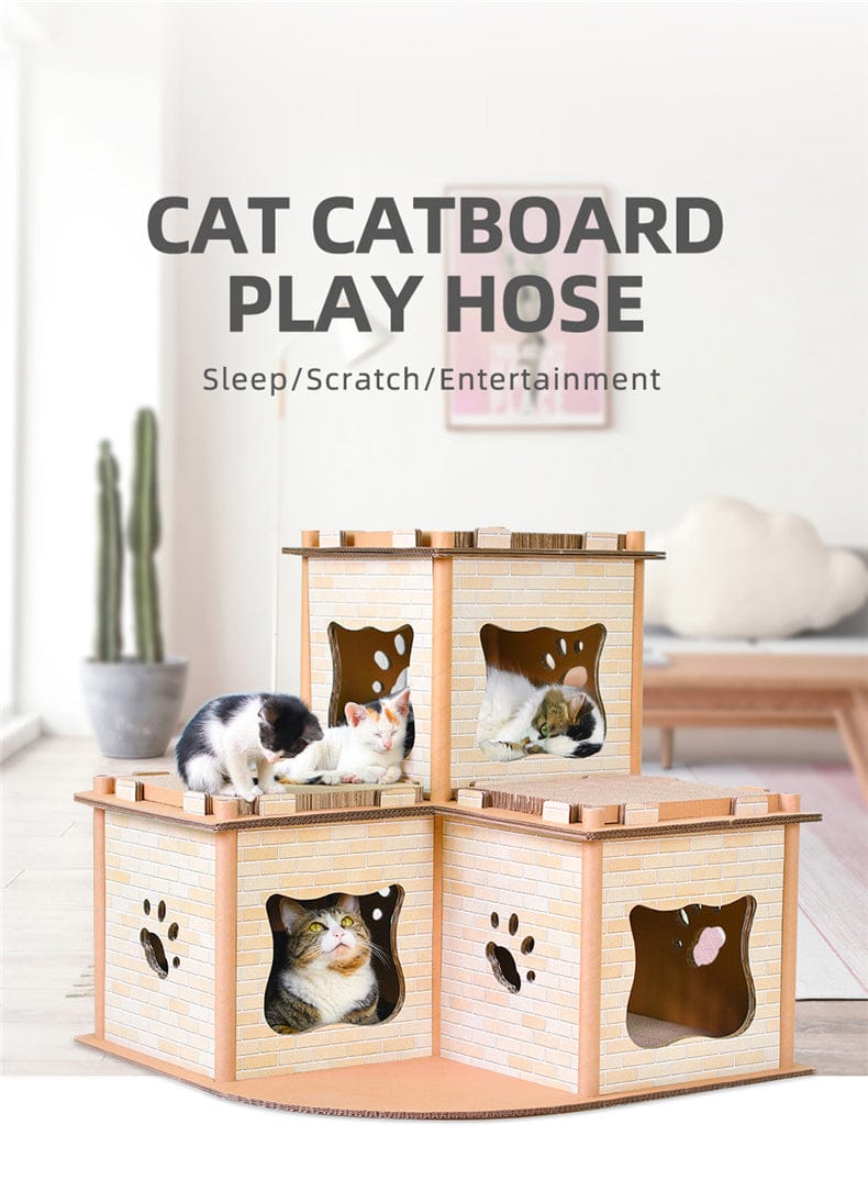 YES4PETS Cat Tower YES4PETS Cat Cardboard House Tower Condo Scratcher Pet Post Pad Mat Furniture