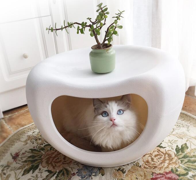 YES4PETS Cat Tower YES4PETS Cat Kitten Bed Cave Small Dog House Kennel Plastic Pet Pod Bedding Igloo White