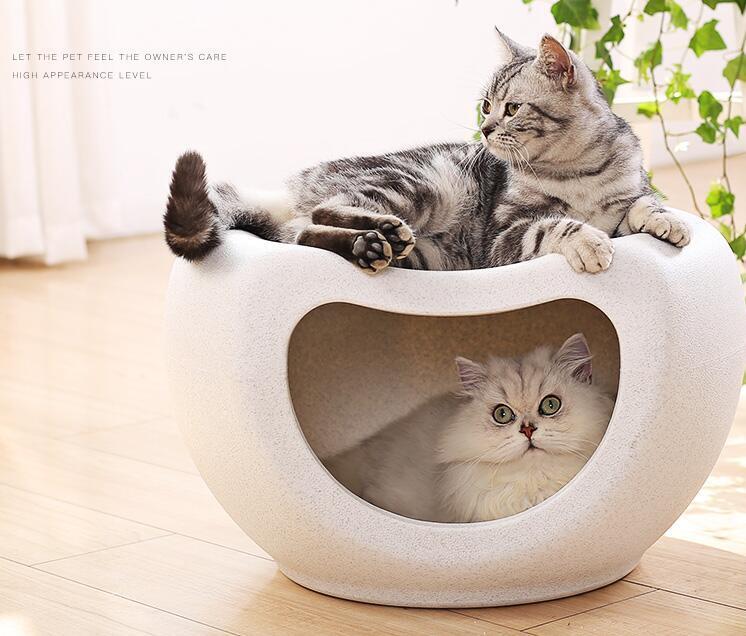YES4PETS Cat Tower YES4PETS Cat Kitten Bed Cave Small Dog House Kennel Plastic Pet Pod Bedding Igloo White