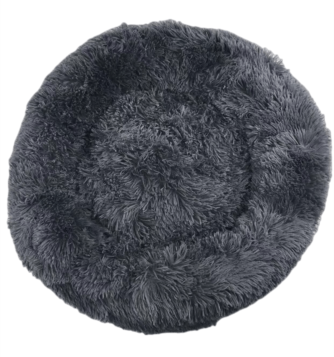 YES4PETS Cat Bed YES4PETS Medium Round Calming Plush Cat Dog Bed Comfy Puppy Fluffy Bedding Dark Grey