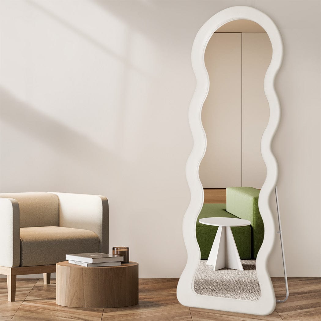 Yezi Mirror Flannel Wavy Framed Full Length Mirror