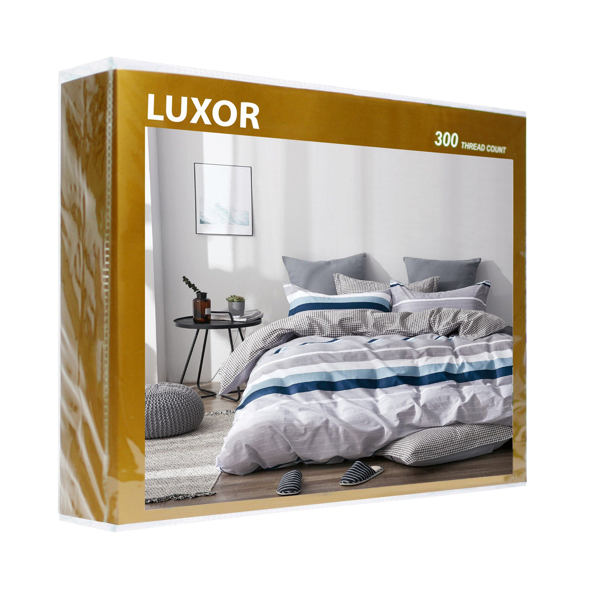 Luxor Cotton Blue Mind Design Quilt Doona Duvet Cover Set