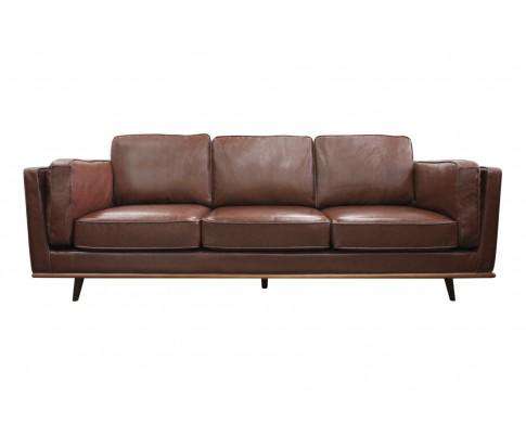 Stylish Leatherette Brown York Sofa  3 Seater Melbournians Furniture