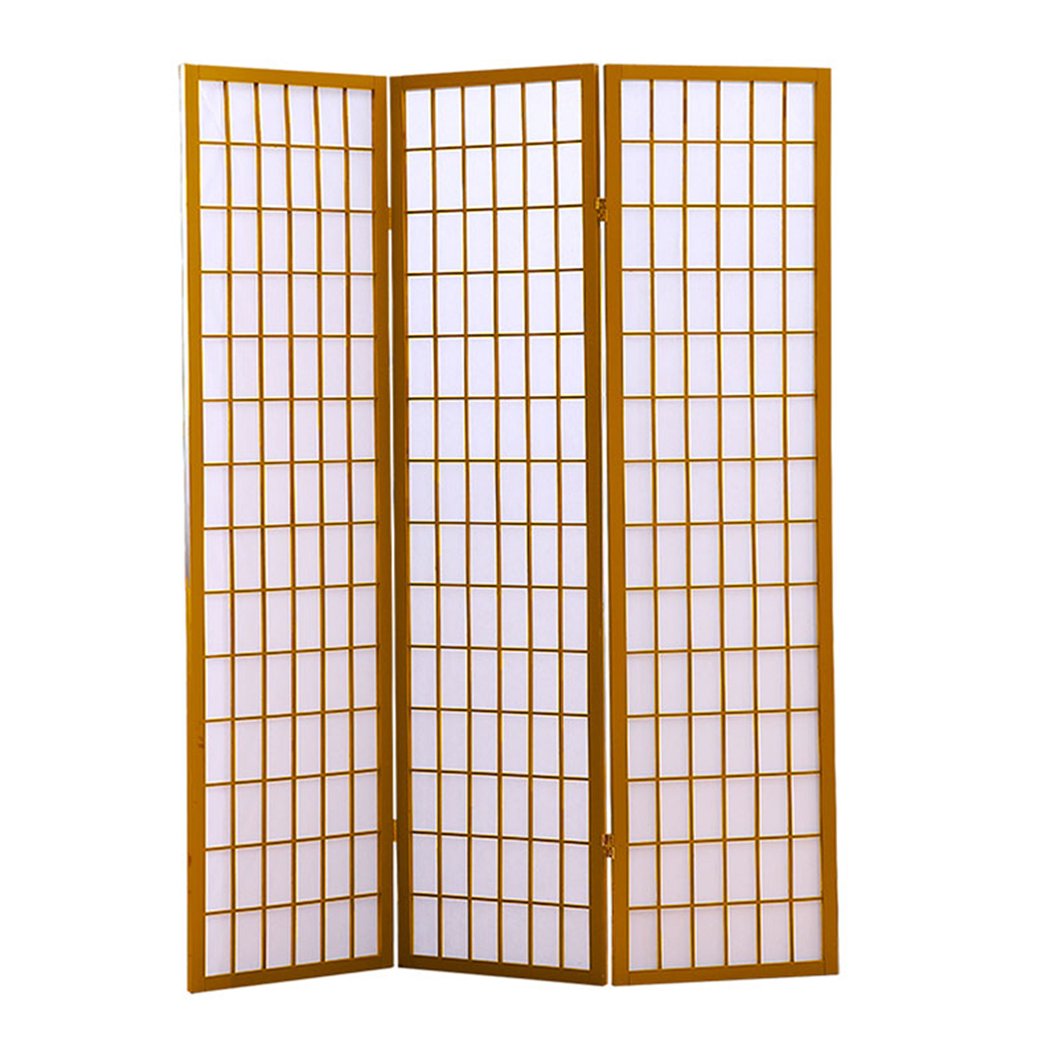 3 Panel Free Standing Foldable  Room Divider Privacy Screen  Wood Frame Levede