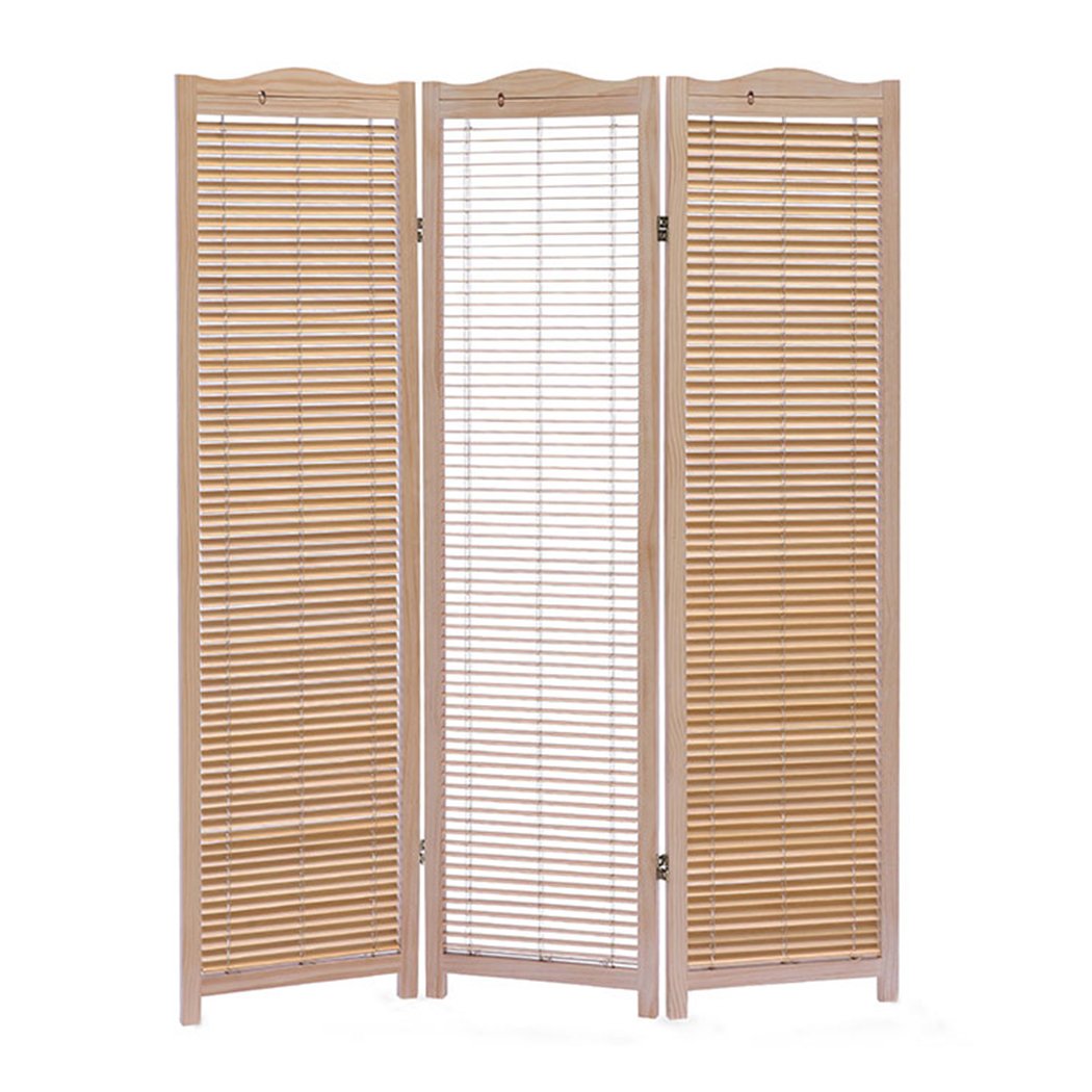 3 Panel Free Standing Foldable  Room Divider Privacy Screen Wood Frame Levede