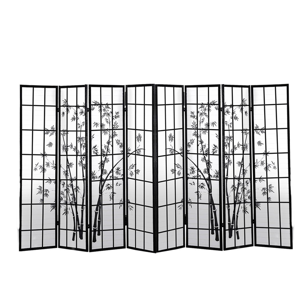 8 Panel Free Standing Foldable  Room Divider Privacy Screen Bamboo Print Levede
