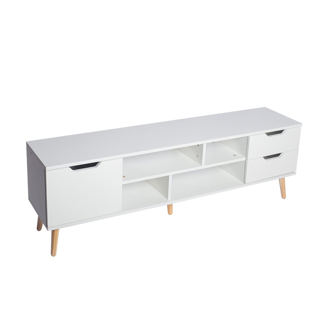 TV Cabinet Entertainment Unit Stand Storage Drawers Wooden Shelf White Levede