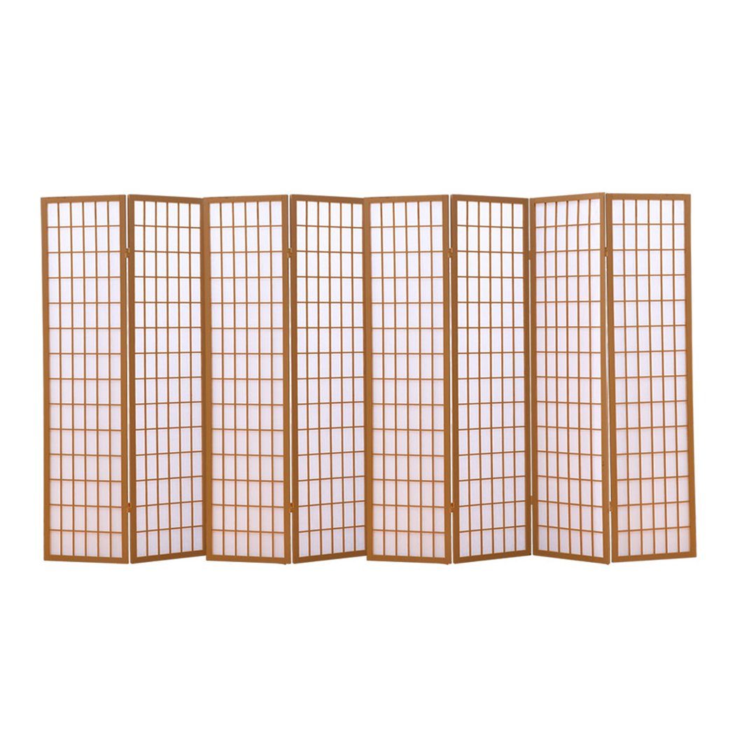 8 Panel Free Standing Foldable  Room Divider Privacy Screen Wood Frame Levede