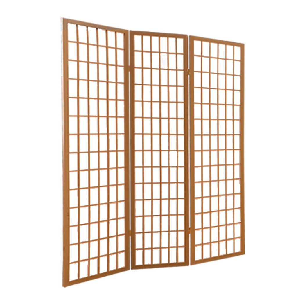 3 Panel Free Standing Foldable  Room Divider Privacy Screen  Wood Frame Levede