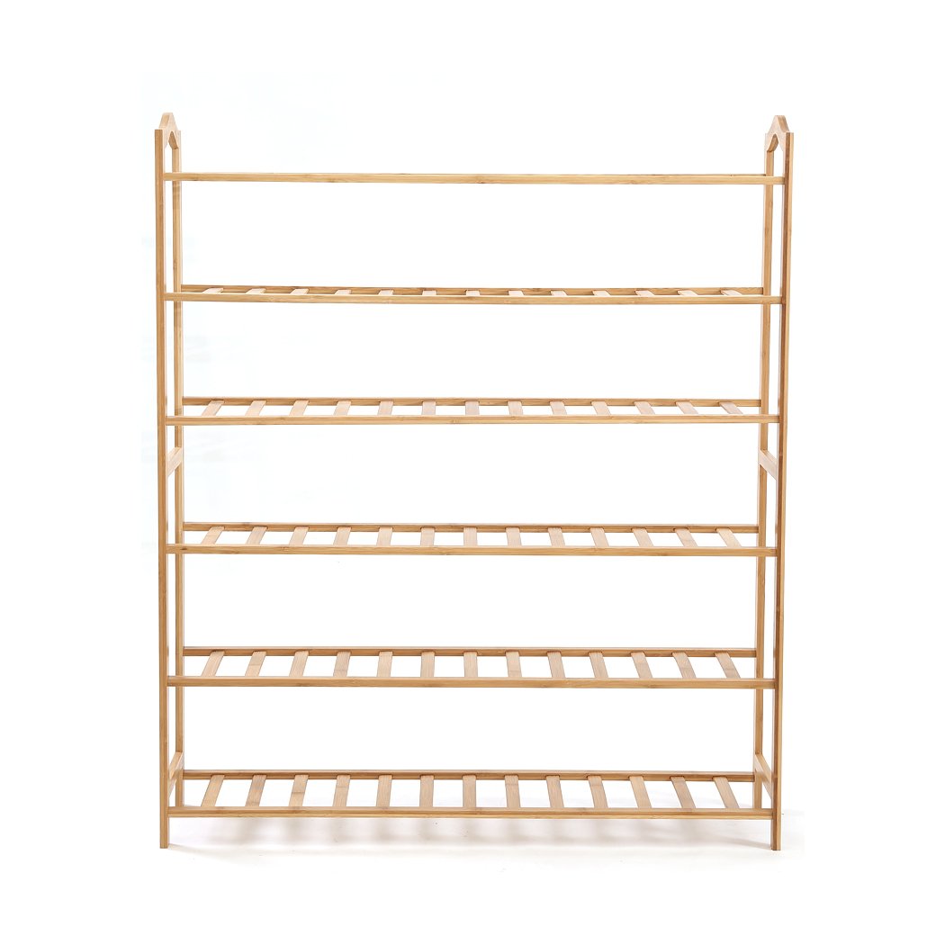 Bamboo Shoe Rack Storage Wooden Organizer Shelf Stand 6 Tiers Layers 80cm Levede