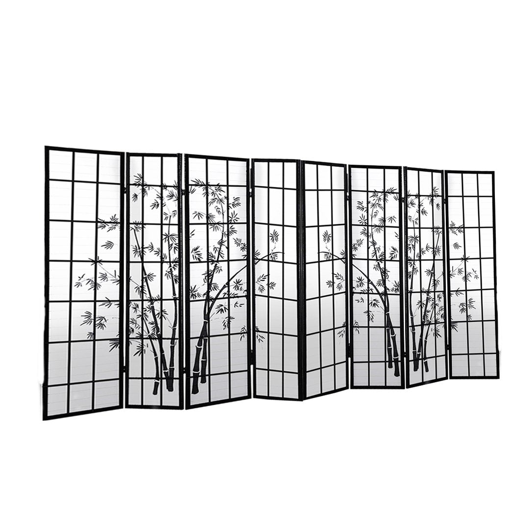 8 Panel Free Standing Foldable  Room Divider Privacy Screen Bamboo Print Levede